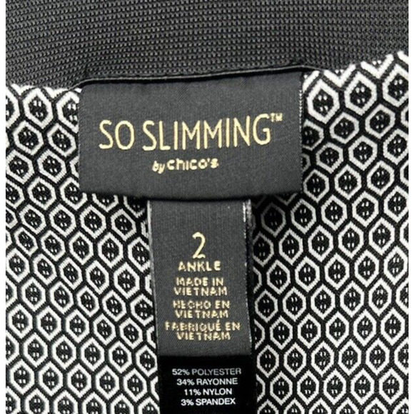 Chico's So Slimming Black/White Diamond Brigitte Slim Ankle Pant Size 2/34 - Picture 6 of 7